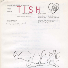 A long, yellowing peice of paper with the title "TISH" printed at the top.